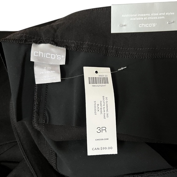 Chico's Size 3R Black NEW Brigitte Slim Leg Pants - Picture 6 of 7